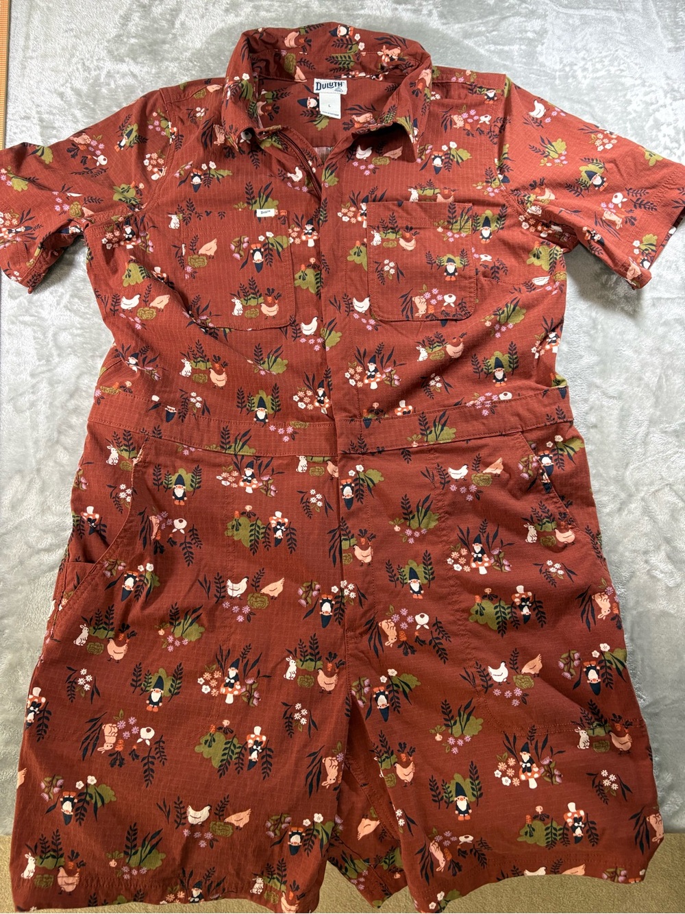 Duluth Trading Co Heirloom Gardening Short Coveralls Romper Size Large Like New